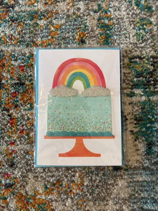 🆕Papyrus 3D Beaded Rainbow Cake Birthday Greeting Card