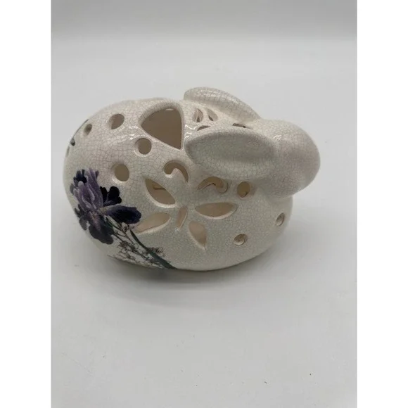 Pier 1 Bunny Rabbit Ceramic Tealight Candle Holder Decor Spring Summer‎ Flowers