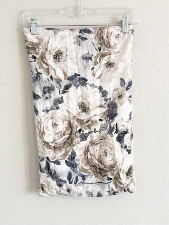 PIER 1 ONE Gray Beige Floral Velveteen Lumbar Pillow Sham Zip Close 13” X 21”