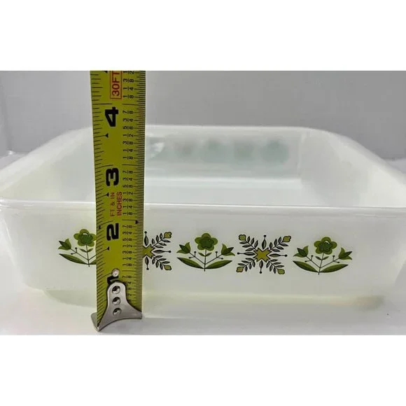 Vintage Anchor Hocking Fire-King Square Casserole #435 Meadow Green