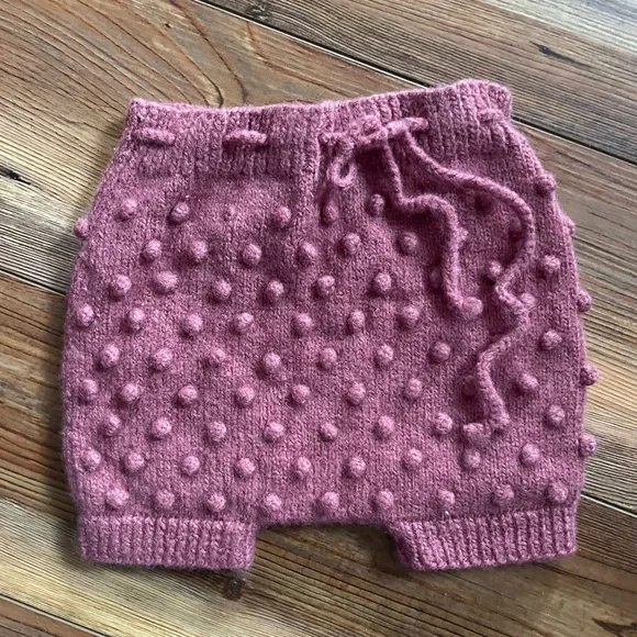 Shirley Bredal Cozy Pink Knit Popcorn Baby Bloomers