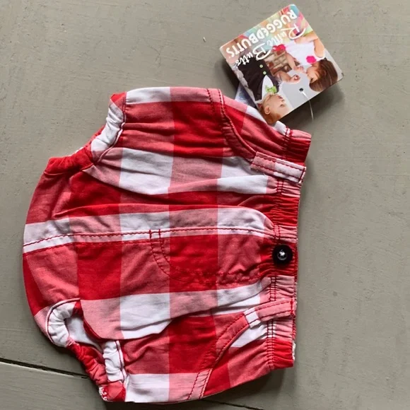 Rugged Butts Red Plaid Bloomer/diaper cover NWT size 0/3m