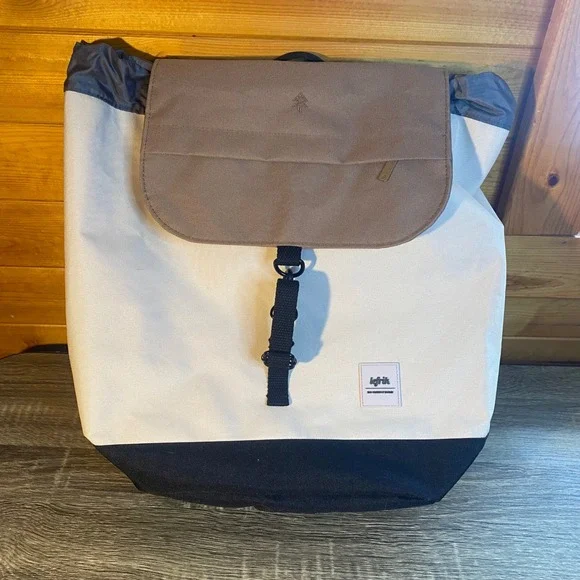 Lefrik Scout Backpack Recycled Eco Friendly Cream Black Brown Laptop Bag‎