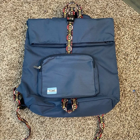 Toms Blue Backpack with Adjustable Patterned‎ Straps