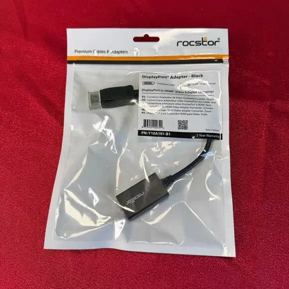 NWT Rocstor DisplayPort to HDMI Video Adapter Support Up to 1920×1200