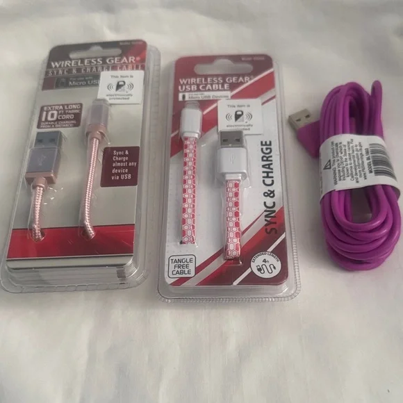 USB Charging Cable Set - Pink and Purple