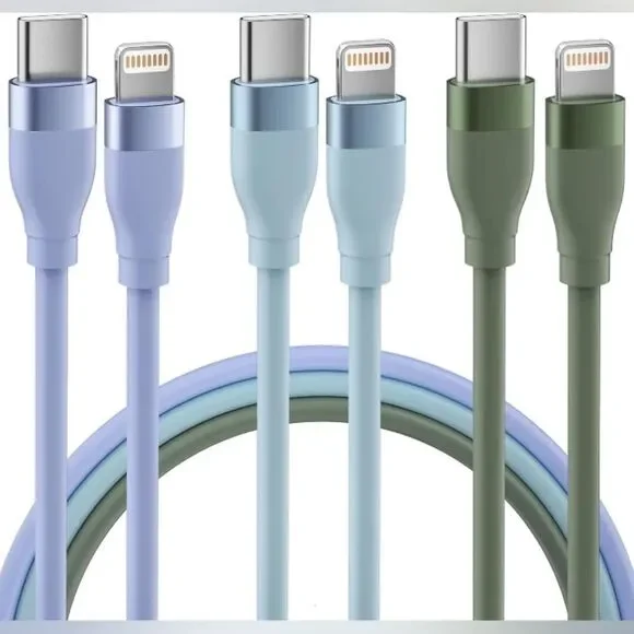 3 x 6 Feet Apple MFi Certified iPhone Lightening Cable Fast Charging USB