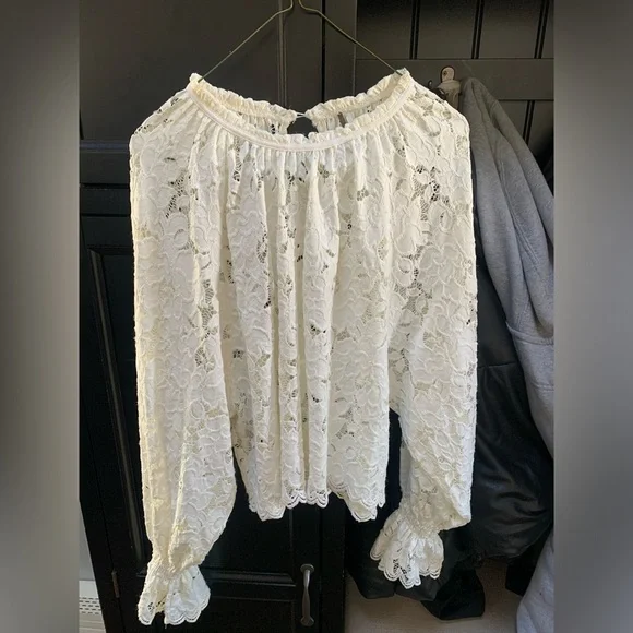 Free People off white lace blouse size XS
