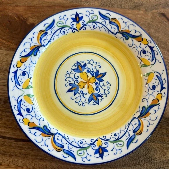 Pier 1 Mirandela Blue Yellow Paisley 9” Serving Plate Portugal Discontinued