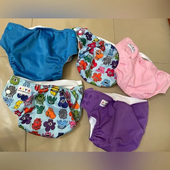 Alva Baby Snap Pocket Adjustable Diaper Covers, Lot of 5