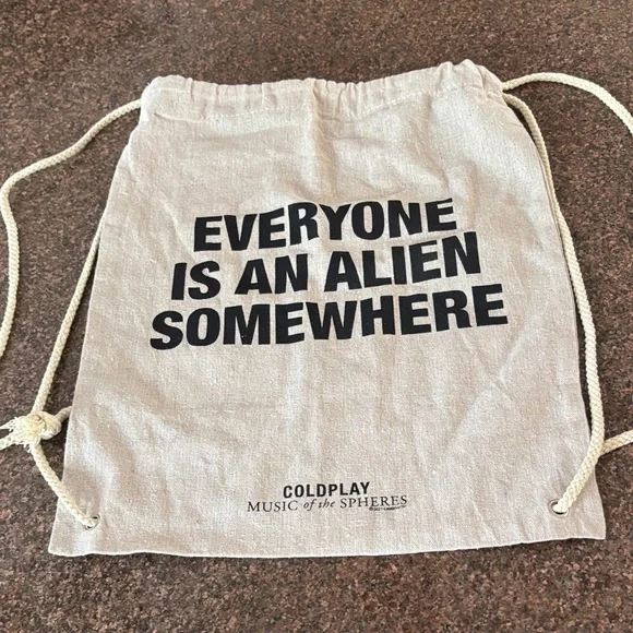COLDPLAY EVERYONE IS AN ALIEN SOMEWHERE MUSIC OF THESPHERES DRAWSTRING BACKPACK