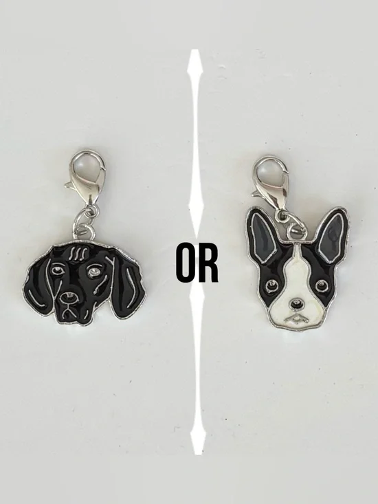 Dog Zipper Pull Collar or Bag Charm Boston Terrier or Pointer / Lab