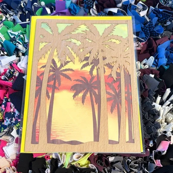 🆕Papyrus 3D Wood Palm Trees Card