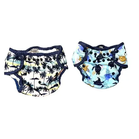 THIRSTIES Size 2 Cloth Diaper Covers 9-36 months 18-40 lbs Adjustable Ocean Sea