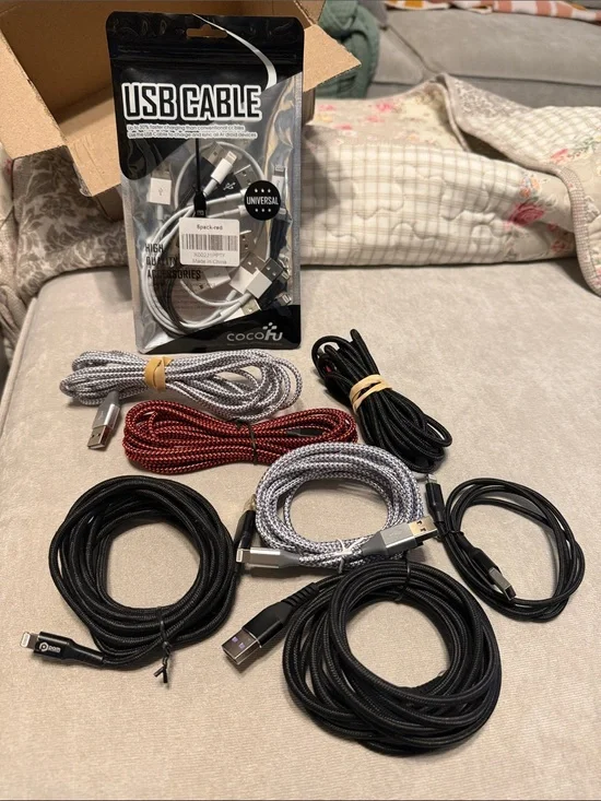 Universal USB Charging Cables – Black, Red, Gray – multiple lengths
