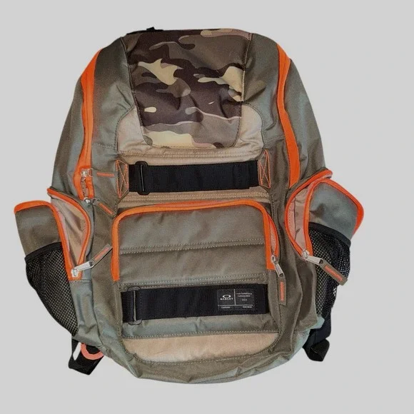 Oakley Icon Utility Backpack Gray Orange Camo Y2K Tactical Skate Laptop Bag