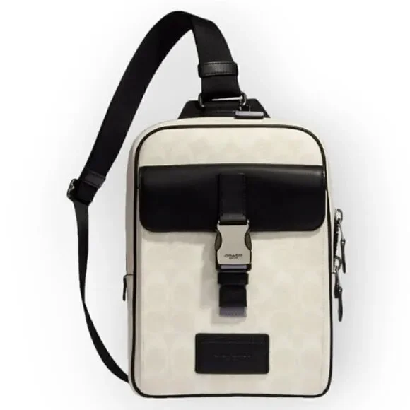 NWT COACH UNISEX Track Pack, Signature Canvas Genuine leather