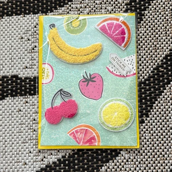 🆕Papyrus Rug-Hook Fruit “Stickers” Birthday Greeting Card
