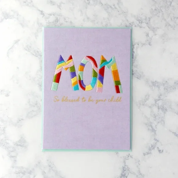 🆕Papyrus Embroidered “Mom” Mother’s Day Greeting Card