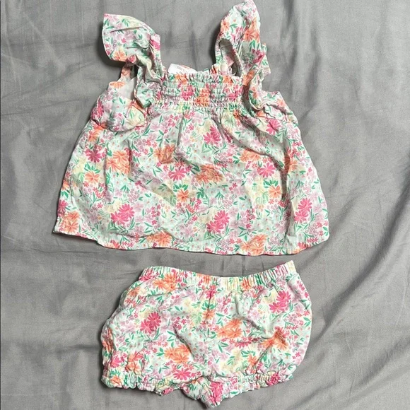 jumping beans Floral Ruffle Tank & Bloomers - Pink, Green, Orange
