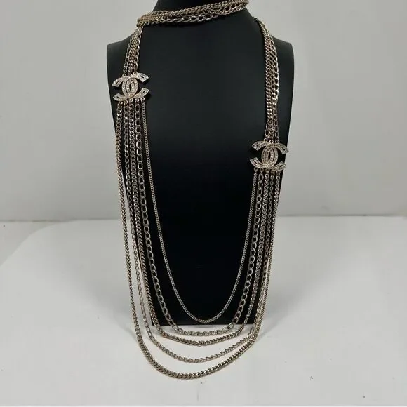 Chanel Strass CC Multistrand Necklace