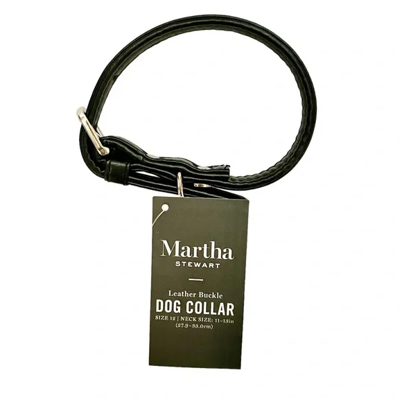 Martha Stewart NWT Black Faux Vegan Leather Buckle Dog Collar