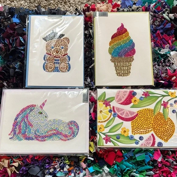 🆕American Greetings-Papyrus-Judith Leiber Rhinestone Greeting Cards, Bundle Of 4