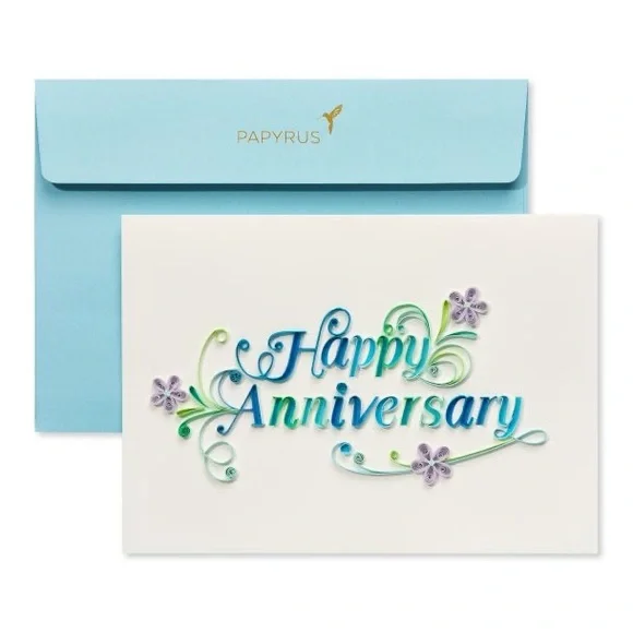 🆕Papyrus Delicate Hand-Quilled Paper “Happy Anniversary” Greeting Card