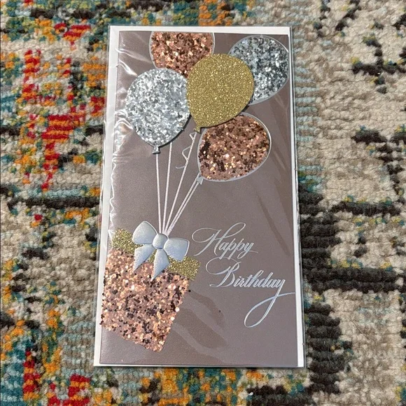 🆕Papyrus Beautiful Metallic Glitter Balloons Birthday Greeting Card
