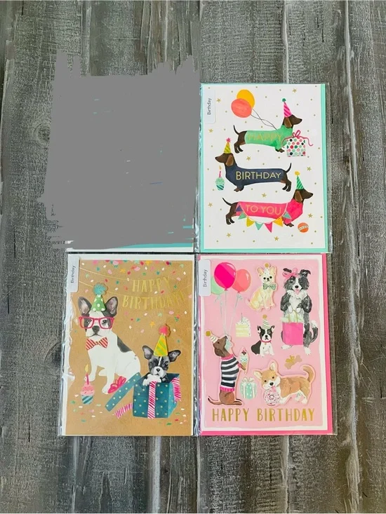 Happy Birthday Party Dogs Greeting Cards Lot of 3