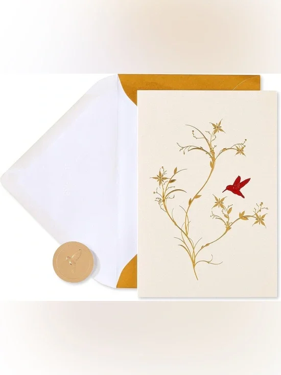 🆕Papyrus Bundle Of 4 Red Hummingbird Greeting Cards