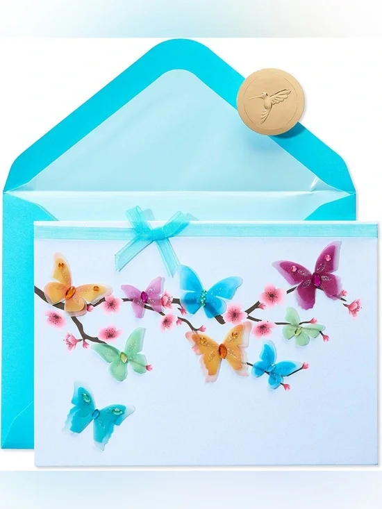 🆕Papyrus 3D Butterflies And Cherry Blossoms Greeting Card