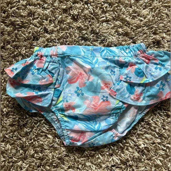 Tutto Piccalo Blue Floral Ruffle Bloomers Bottoms | Size 18 Months