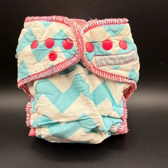 Sloomb bamboo fleece diaper with Multicolor Snaps, size Large