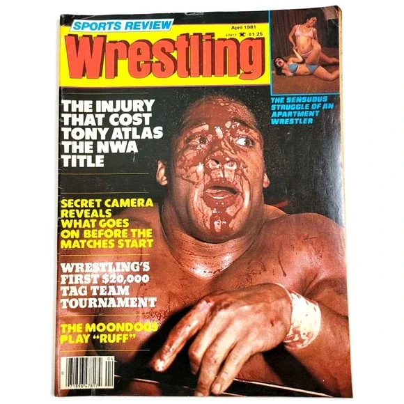 SPORTS REVIEW WRESTLING - APRIL 1981 - TONY ATLAS‎ / HARLEY RACE / MOONDOGS
