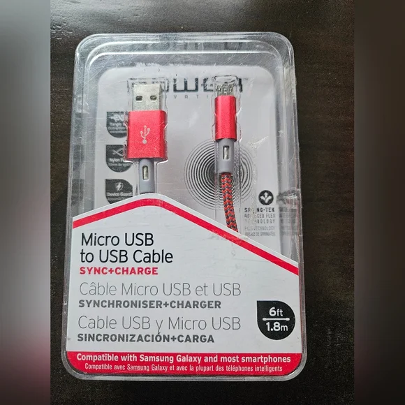 Sealed Bower 6-foot Reversible Micro Usb And Usb Sync & Charge Nylon Fiber Cord