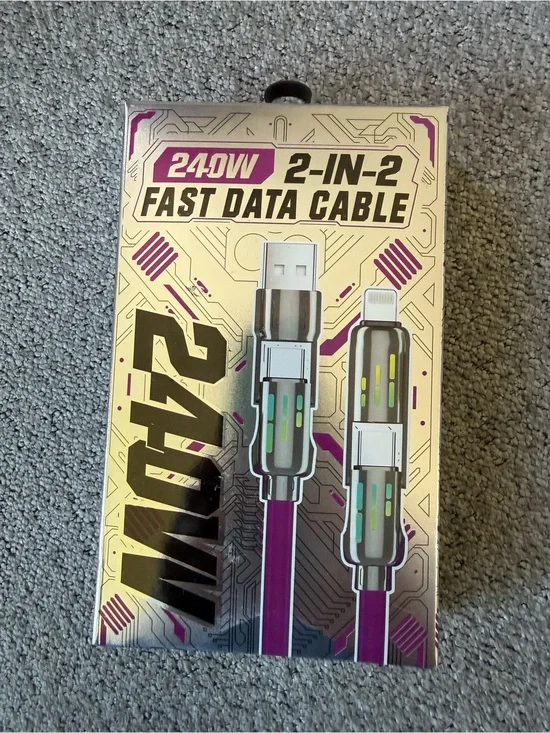 240W 2-in-2 Fast Data Cable - Purple