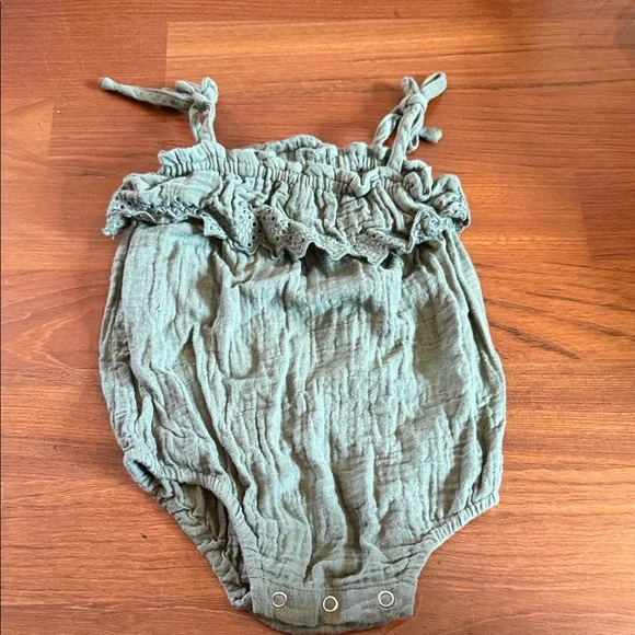 Green Ruffled Rylee and Cru Baby Romper