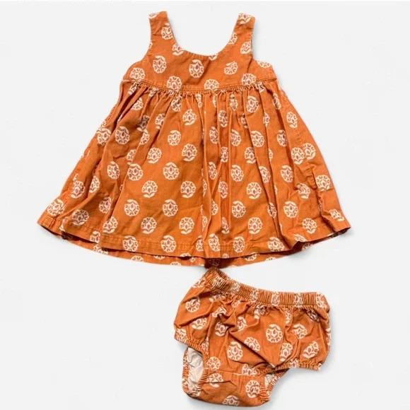 Tea Collection Bohemian Girls Orange Floral Dress & Bloomers Set 12/18M