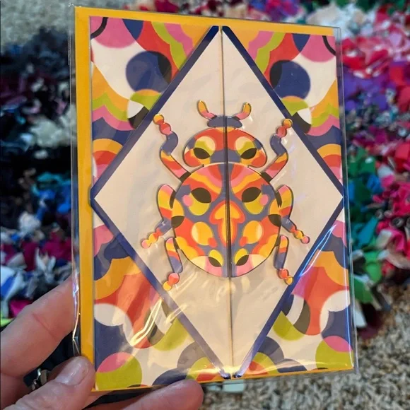 💎RARE💎🆕American Greetings-Papyrus Metallic Beetle Bug Greeting Card