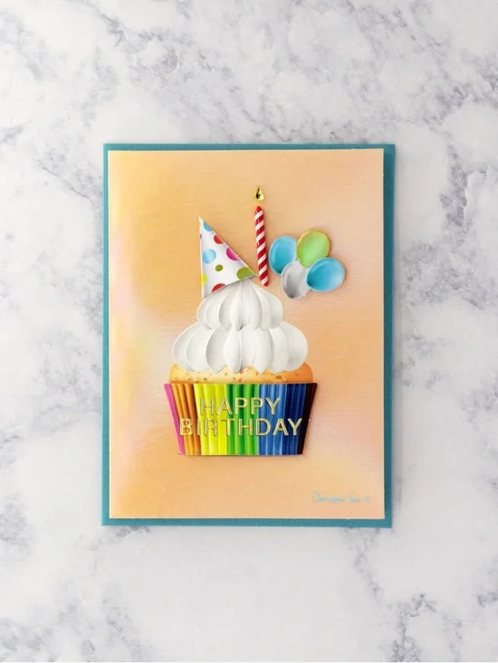 🆕Papyrus Rainbow Cupcake Birthday Greeting Card