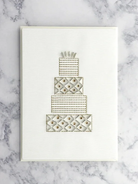 🆕Papyrus 3D Beaded Wedding Cake Marriage Congratulations Greeting Card