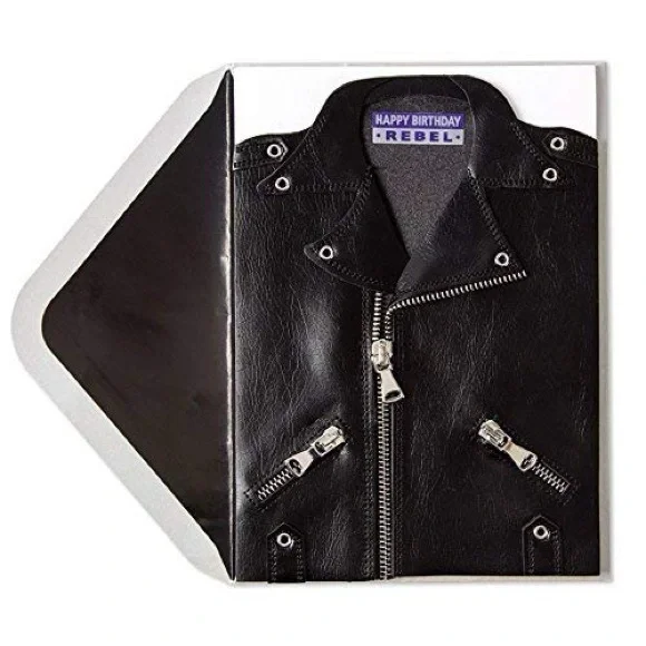 🆕Papyrus “Birthday Rebel” Leather Jacket Greeting Card