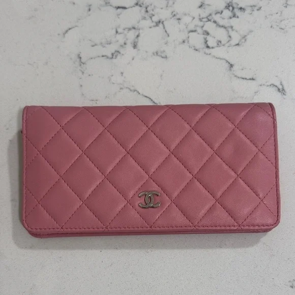 Chanel Pink Quilted Leather Wallet
