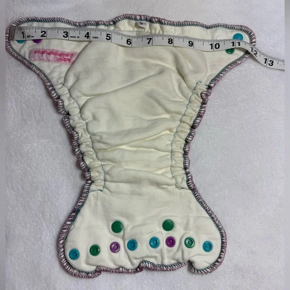 Sloomb bamboo fleece diaper with Multicolor Snaps, size Small