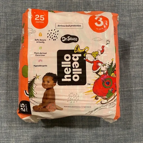 Hello Bello Dr Seuss The Grinch Diapers Size 3 25 Count Holiday Limited Edition