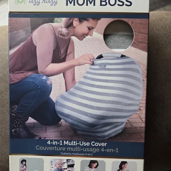 Itzy Ritzy 4-in-1 Multi-Use Cover - Light Blue and White Stripes