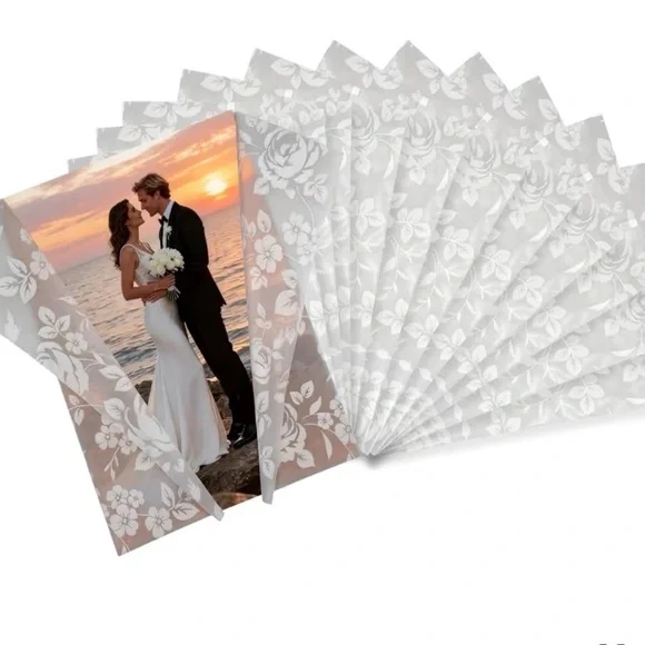 Vellum Jackets White Flower Pattern for Wedding Invitations 115GSM - NEW 50 pack