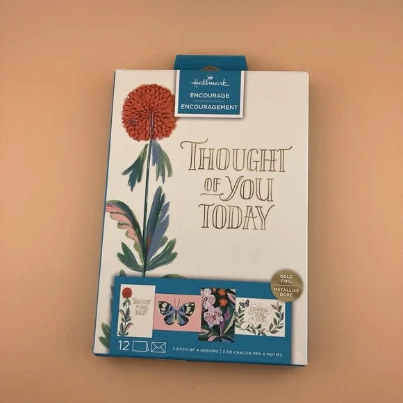 Hallmark boxed set of 12 encouragement greeting cards with gold foil details