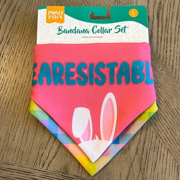 Dog Bandana Collar Set 2 pack Easter Spring Pet Size Large New NWT